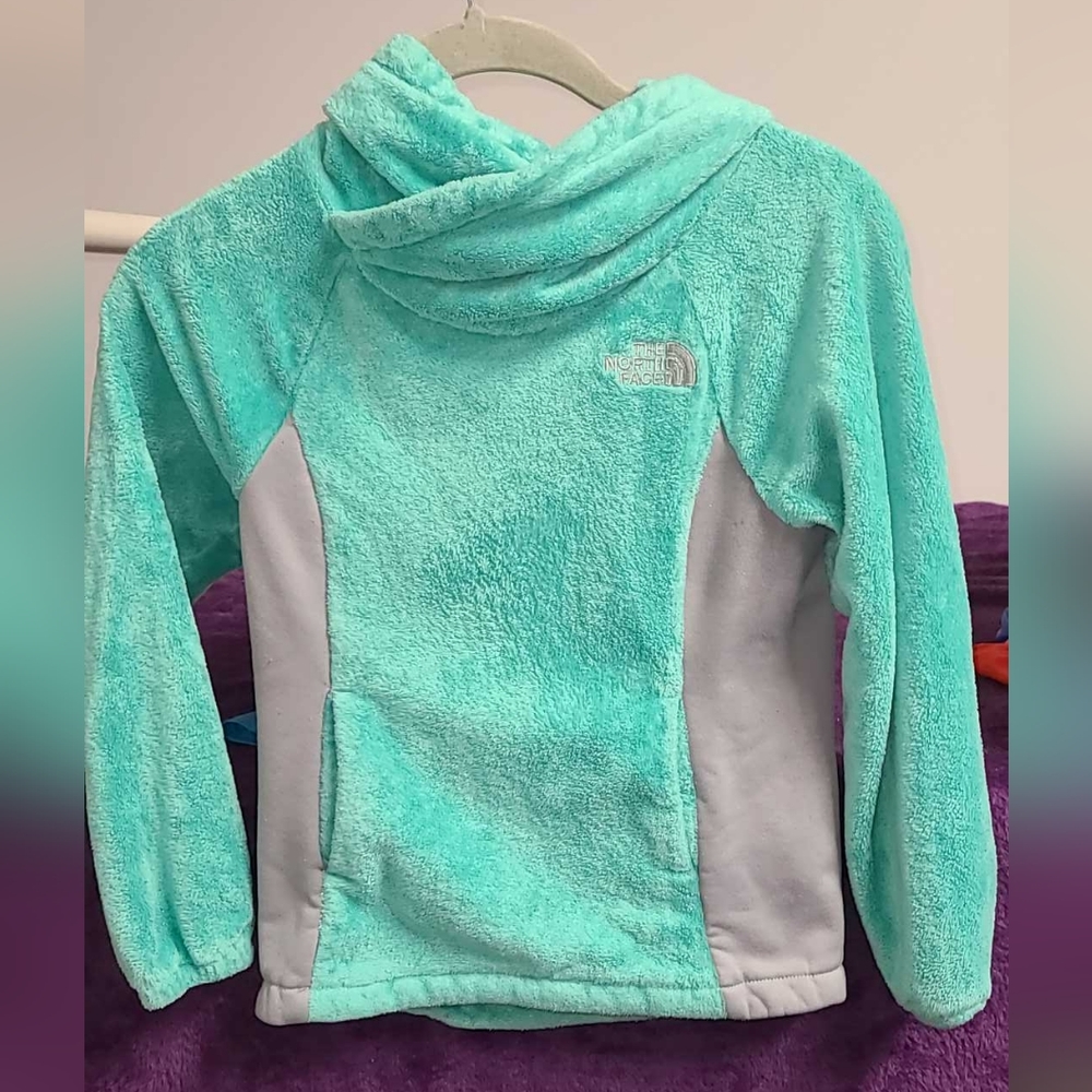 THE NORTH FACE Mint Green Cozy Fleece Pull-over Hoodie Girl's Size XS